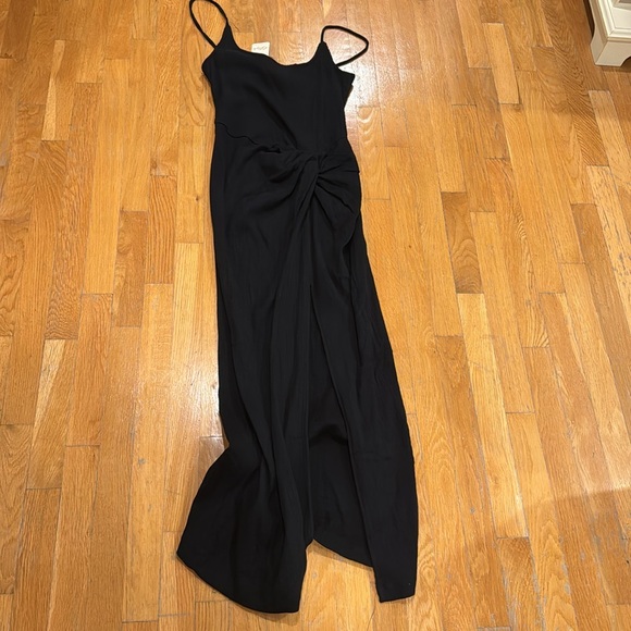Free People Black Maxi Slip Dress with Side Slit - Picture 3 of 10